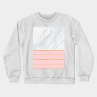 Gray and White Marble with Rose Pink and Copper Gold Stripes Crewneck Sweatshirt